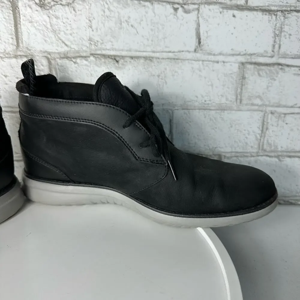 Ugg Boots Union Chukka Leather Waterproof Lace Up Treadlite Charcoal Black 8